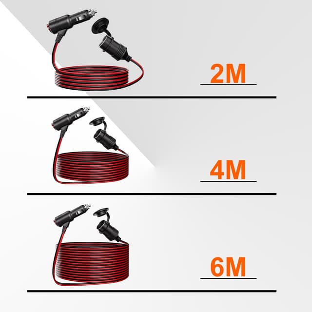 Detalle de 12V Zigarettenanzünder Verlängerungskabel mit Schalter – Kfz Adapter Stecker auf Buchse