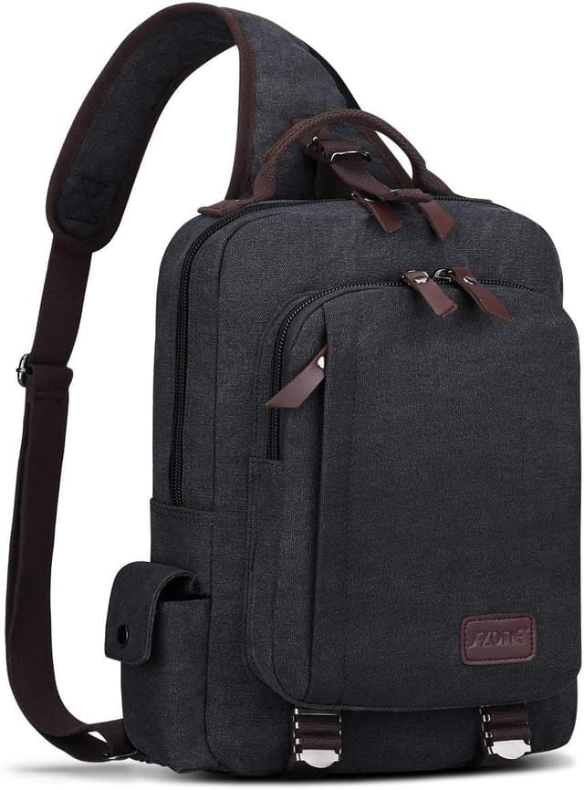 Detalle de S-ZONE D04v863 borsa a tracolla unisex taglia unica in tela con finiture in PU