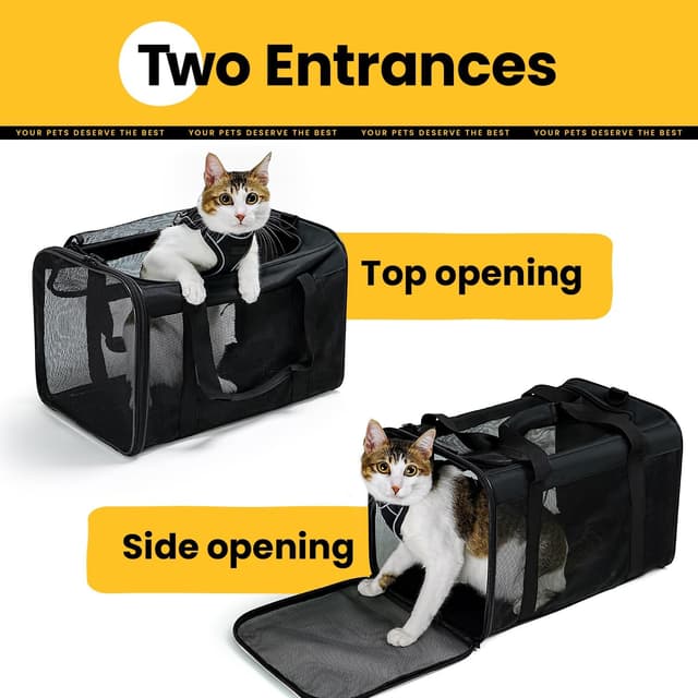 Detalle de Conlun Cat Carrier Bag (Soft-Sided) with 4-Sided Mesh, Collapsible Airline-Approved Carrier for Cats up to 6kg