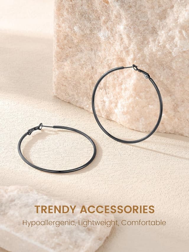 Detalle de GoldChic Créoles noires acier 10 g