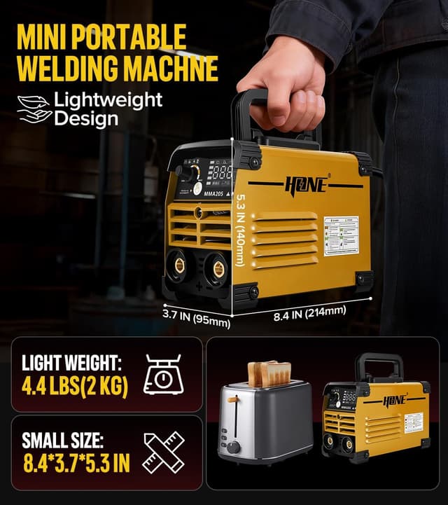 Detalle de HONE Stick Welder (Upgraded 205Amp Mini) 110V with Lift TIG, Hot Start & Anti-Stick, 25 Rods Included