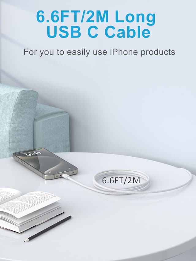 Detalle 1 de BabbleCom iPhone 15 Charger Cable 60W USB-C to USB-C ⚡