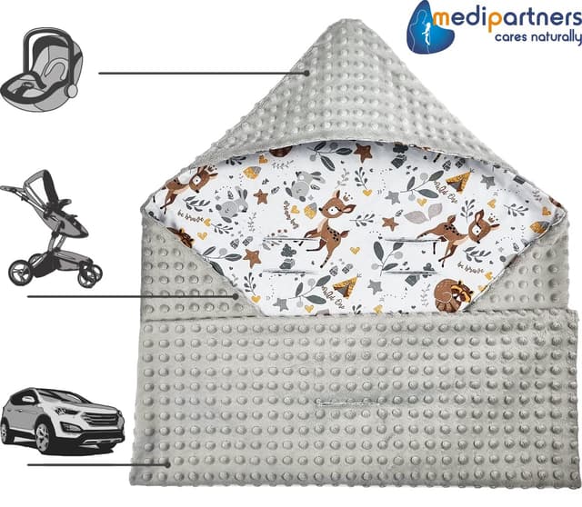 Thumbnail 5 de Medi Partners Einschlagdecke Baby 85x85 cm Baumwolle Minky