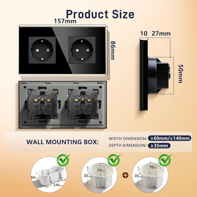 Detalle 2 de BSEED Doppelwandsteckdose 16 A 🔌