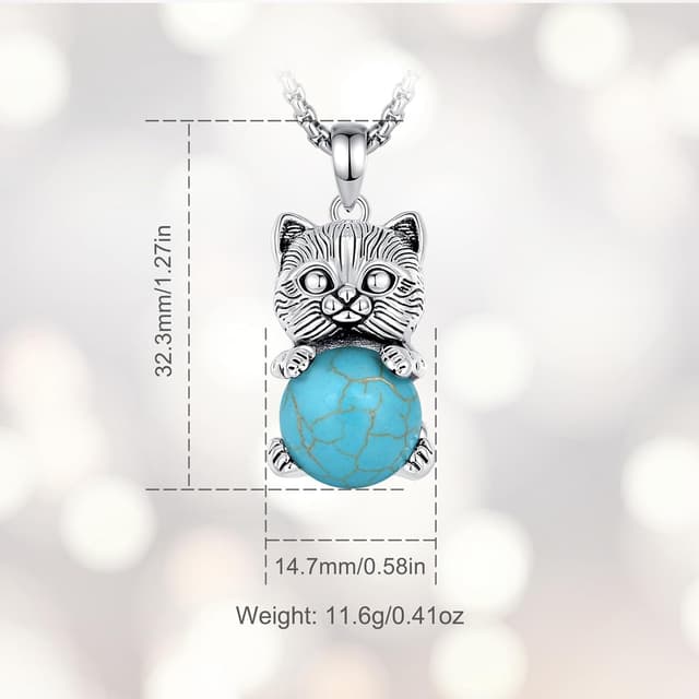 Detalle de INFUSEU Kristall-Katzenanhänger Kette mit sphärischen Kristallen – Gothic Schmuck als Geschenk