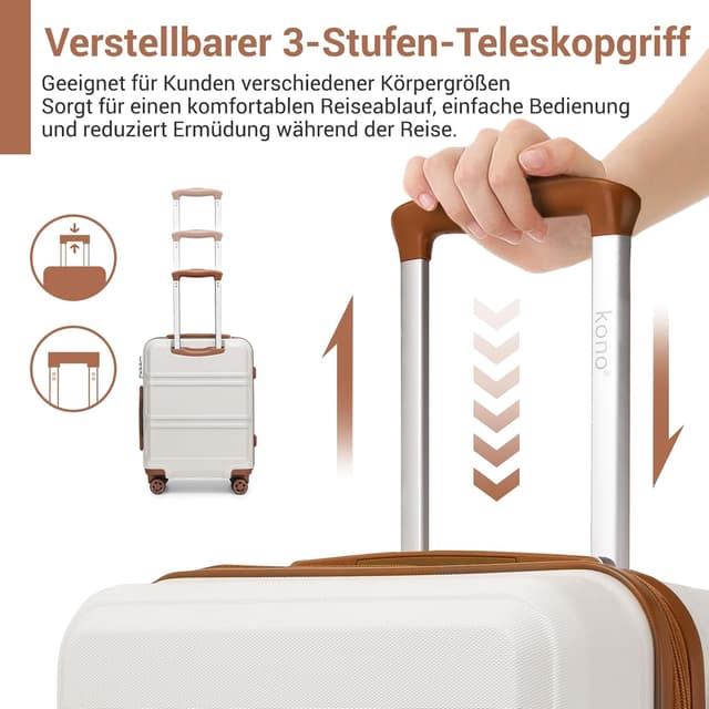 Detalle 2 de Kono Koffer Trolley Reisekoffer aus ABS+PC mit TSA-Schloss, 28 Zoll und 4 Zwillingsrollen