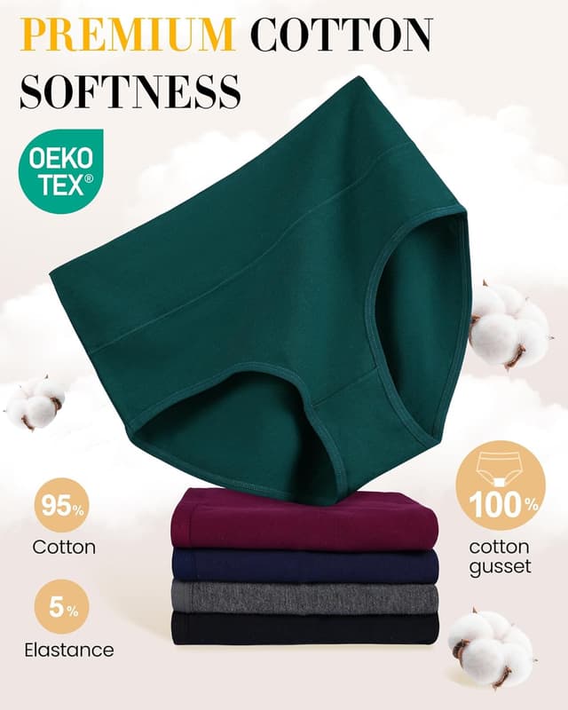 Detalle 2 de SIMIYA 5-pack cotton high-waisted full briefs for women