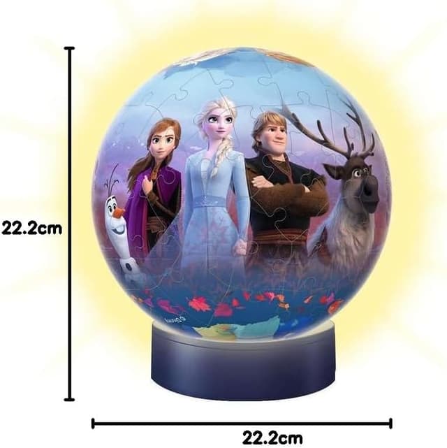 Detalle 1 de Ravensburger Puzzle 3D boule illuminée La Reine des Neiges 2, 72 pièces numérotées (socle lumineux inclus) dès 6 ans