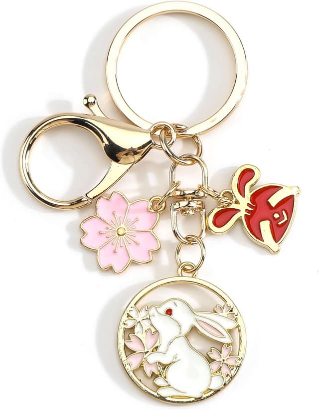 Thumbnail 6 de Gallkeat Sakura Rabbit Keychain – cute metal bunny charm for bags, keys and car accessories