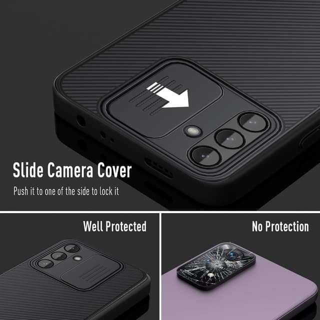 Detalle de XTCASE Coque pour Samsung Galaxy A55 5G avec coulisse de protection caméra, étui arrière anti-rayures noir