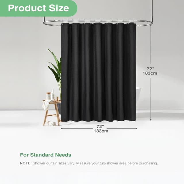 Thumbnail 2 de Dynamene Black Waffle Shower Curtain 72x72
