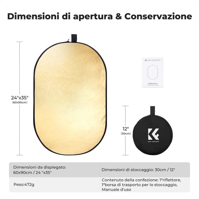 Thumbnail 5 de K&F CONCEPT 5 in1 Riflettore fotografico 60x90cm