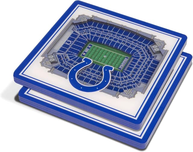 Detalle de YouTheFan NFL Indianapolis Colts 3D StadiumView Coasters (Lucas Oil Stadium) — 4" x 4" 3D acrylic drink coasters