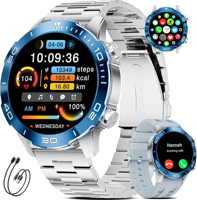 Detalle de SUNKTA Montre connectée homme AMOLED 1,43" : appels Bluetooth, santé et autonomie jusqu’à 30 jours