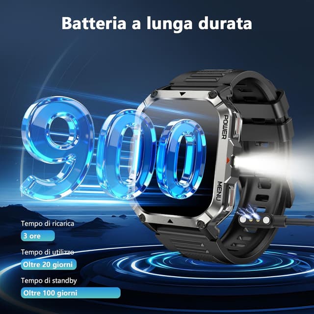 Thumbnail 6 de Blackview Smartwatch Uomo W70Pro: chiamate Bluetooth, fitness e bussola con display 2.01" militare