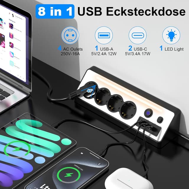 Detalle 2 de Steckdosenleiste mit USB-C 16A 90°