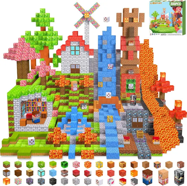 Detalle de LionFuny Magnetic Blocks 300-Piece Magnetic Building Set (1-inch large size)