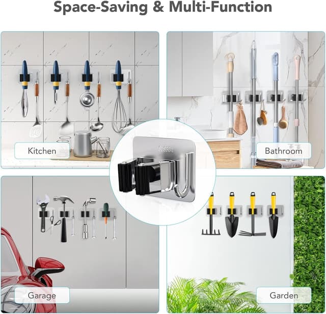 Detalle de Homeasy Mop Broom Holder 4-piece