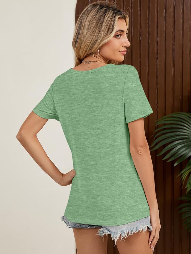 Detalle de YGOODM Damen T-Shirt 3er Pack – Kurzarm Basic mit Rundhalsausschnitt für den Sommer