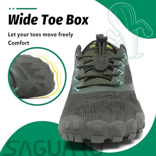 Detalle 2 de SAGUARO Barefoot minimalistas de entrenamiento unisex (verde) para trail running, trekking y agua