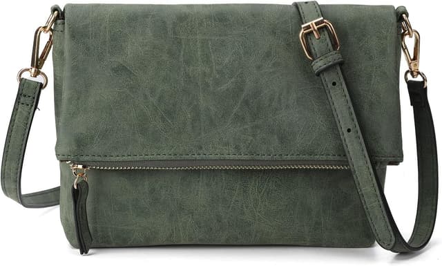 Detalle de Gladdon Umhängetasche Damen Klein – Crossbody/Crossbodytasche in Dunkelgrün mit abnehmbarem Schulterriemen