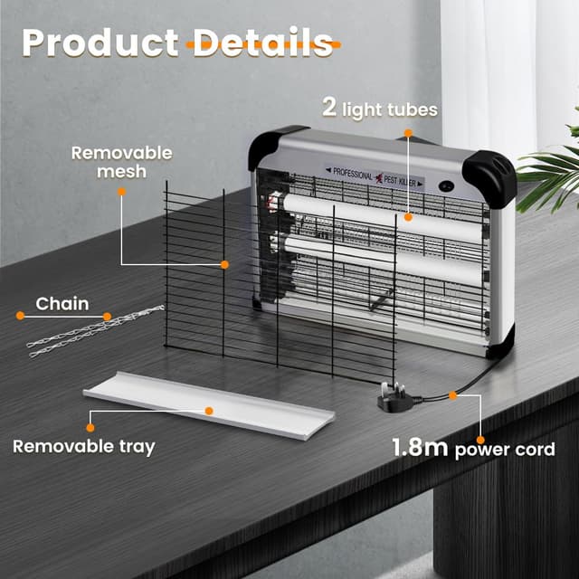 Detalle de Hefite Fly Zapper Electric Indoor 3500V with 20W UV Light (Hangable)