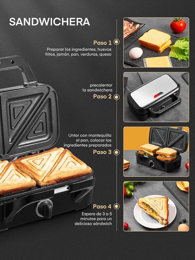 Thumbnail 2 de Gofrera 3 en 1 de Acero Inoxidable con Platos Extraíbles 🍽