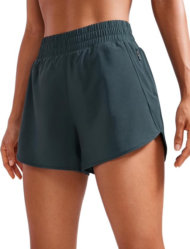 Detalle de CRZ YOGA Short de course femme dauphin taille haute à séchage rapide, poche zippée