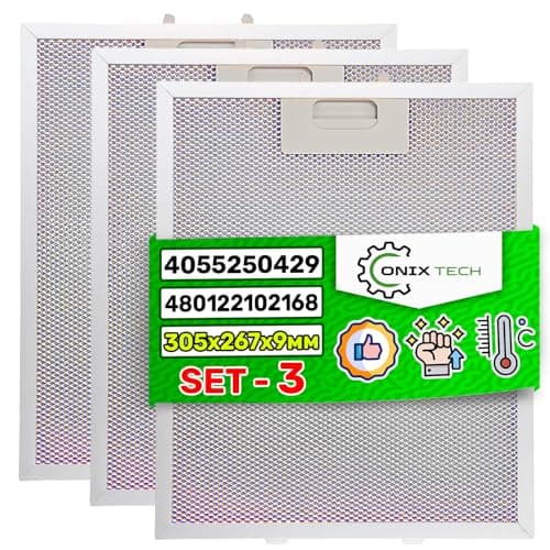 Detalle de Filtro para campana extractora ONIX TECH (3 piezas) 305 x 267 x 9 mm, código original 480122102168