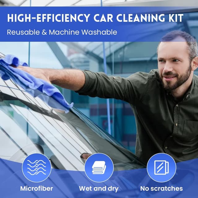 Thumbnail 5 de flintronic Kit limpieza coche bayetas microfibra 5 peças