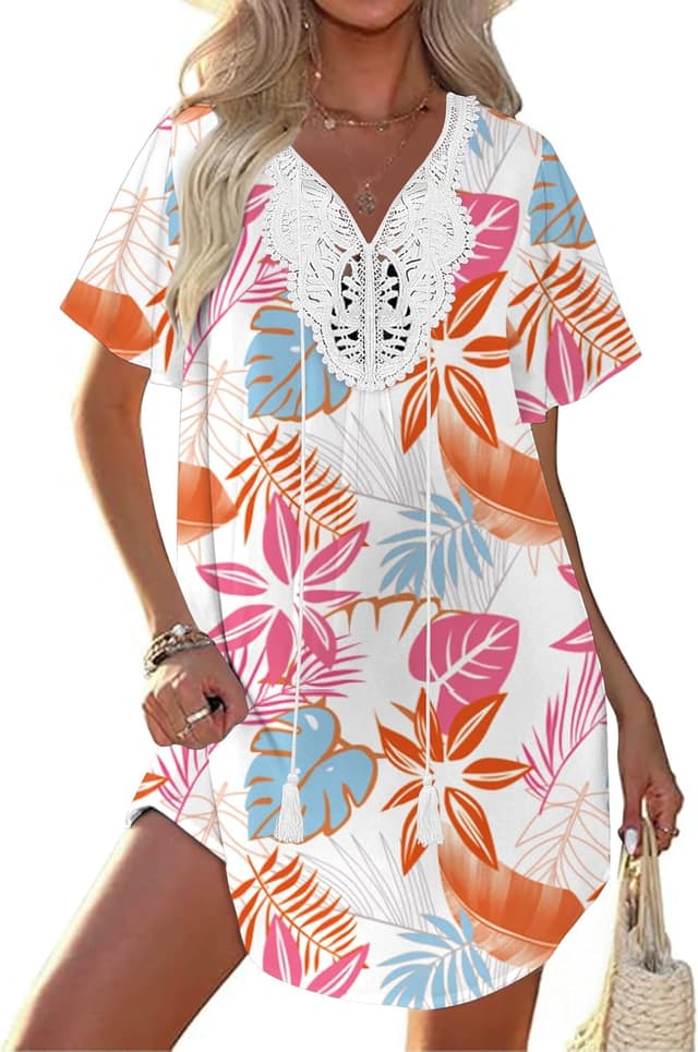 Detalle de Ekouaer beach cover up dress, V-neck