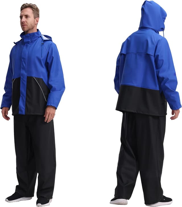 Detalle de Navis Marine Men’s PRO Rain Suit Set (WS-005) – Heavy-duty waterproof jacket & bib trousers with reflective strips