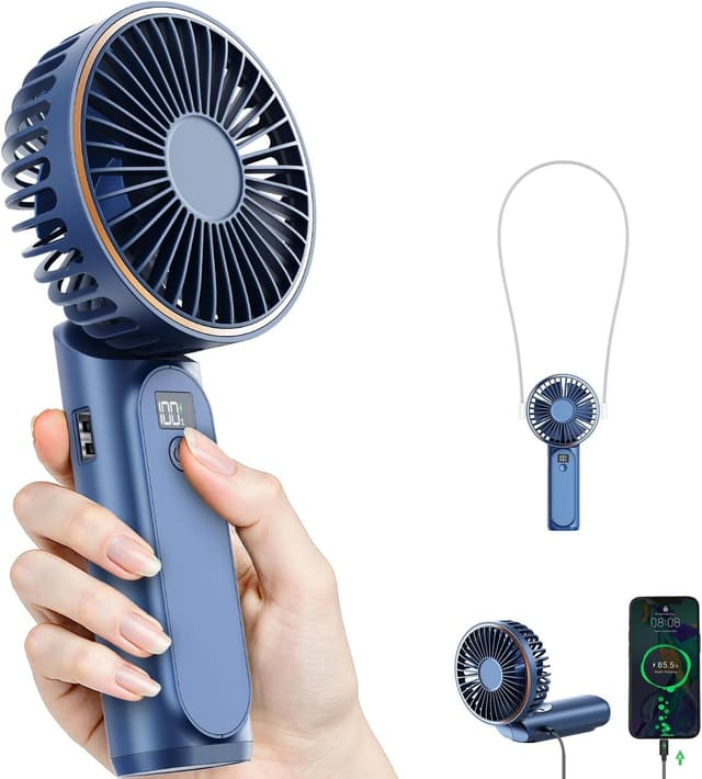 Detalle de TUNISE Handheld Fan (4000mAh) with LED display, 6 speeds and 180° adjustment