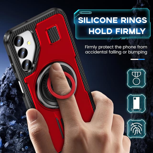 Detalle de Tuvror coque pour Samsung Galaxy A24 5G/4G avec support et anneau rotatif 360°