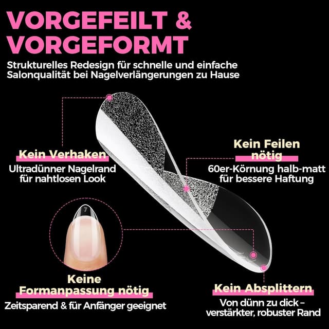 Thumbnail 4 de UNA GELLA Mandel-Nageltips, 504 Stück ⚙