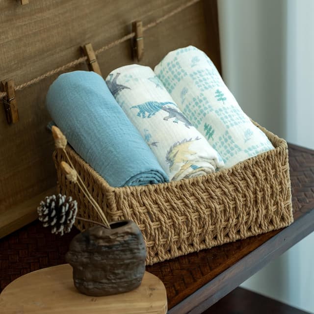 Detalle de Soarwg Kids Muslin Swaddle Baby Blanket (Pack of 3) – 95 x 100cm Dinosaur Print