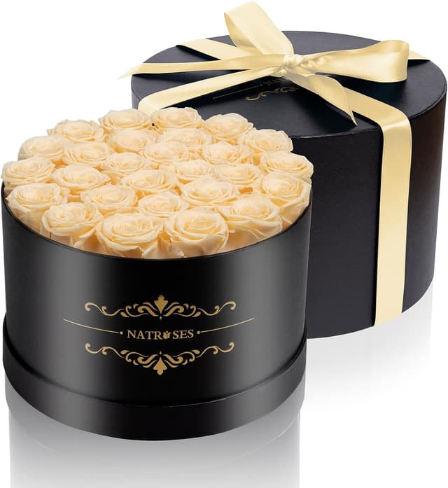 Detalle 2 de NATROSES Gifts for Her 27-Piece Forever Preserved Roses in a Box (Buttermilk)