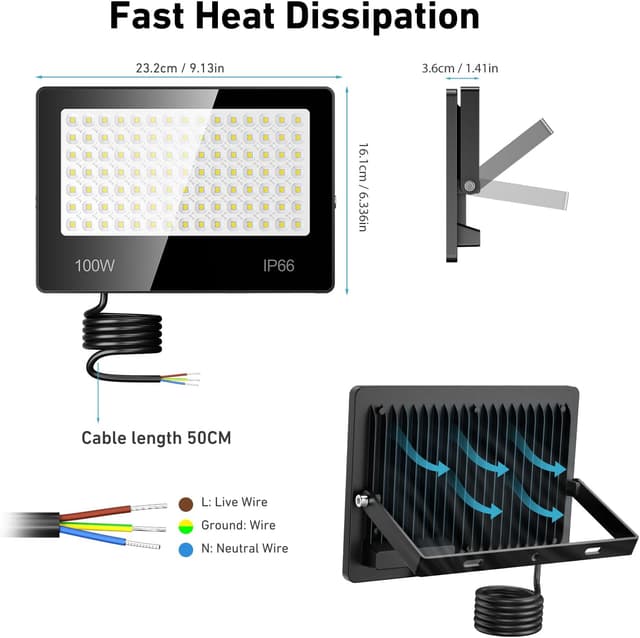 Thumbnail 3 de LAMLAMCK LED Strahler Außen 100W