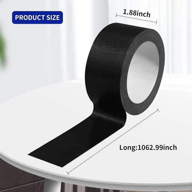 Detalle de Nuangoo Ruban adhésif toilé imperméable 2 rouleaux 48 mm x 27 m (noir)