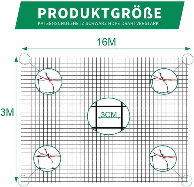 Thumbnail 1 de Tatamiyya 16x3m Katzennetz Balkonschutz 🐾
