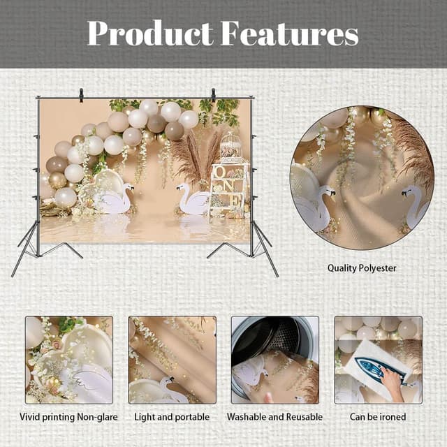 Thumbnail 4 de MEHOFOND 7x5ft Baby First Birthday Backdrop 🎥