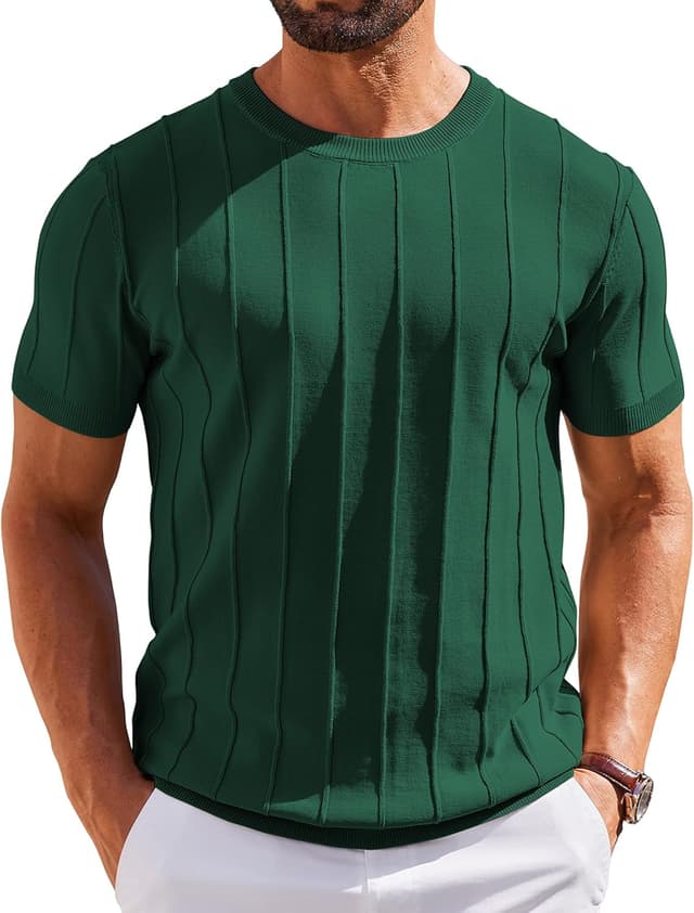 Thumbnail 6 de COOFANDY Men's Knit Crewneck Short Sleeve T-Shirt