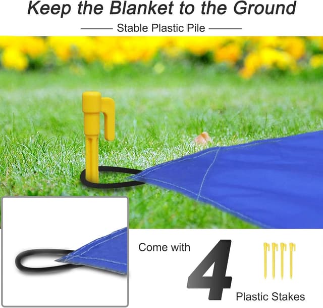 Detalle de Sendowtek Coperta da spiaggia impermeabile 210 x 200 cm per picnic, 4 angoli e anti-sabbia