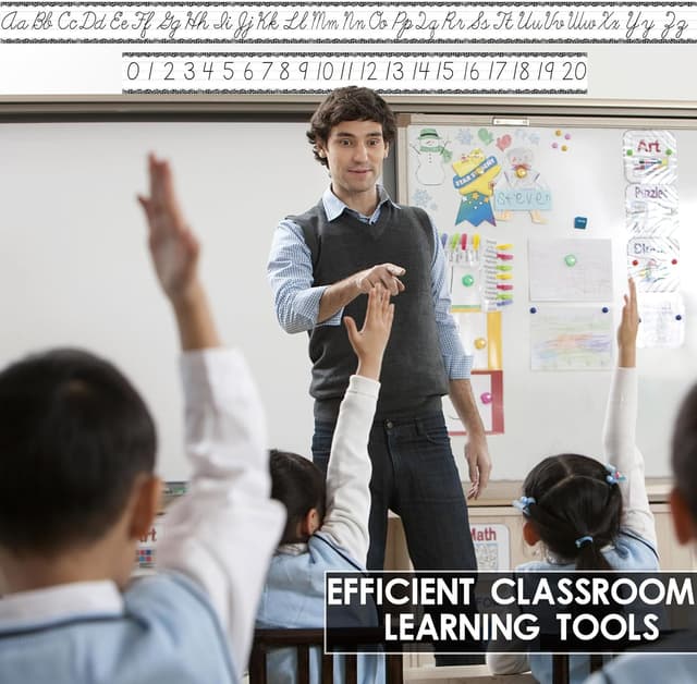 Thumbnail 5 de 15 Pieces Cursive Alphabet Line Classroom Wall Strips