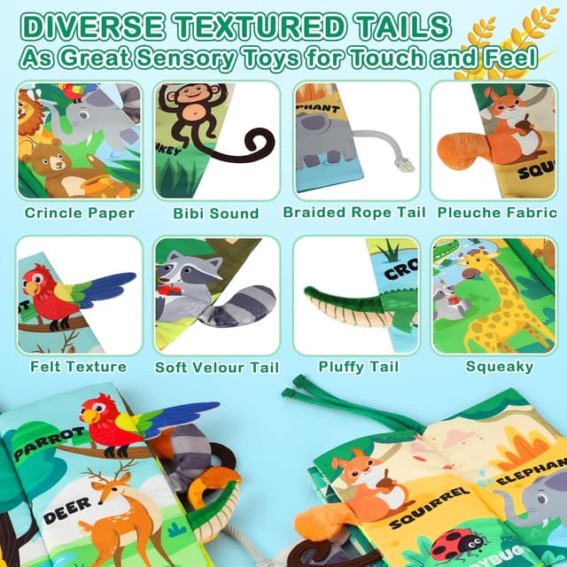 Detalle de BBWOO Soft Baby Book sensory crinkle toy 0-12 months