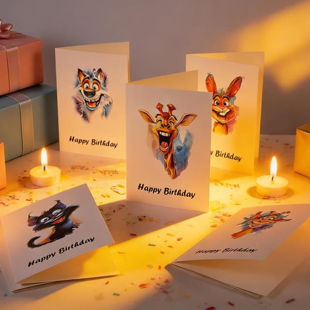 Detalle de 20 Pack Animal Birthday Cards with Envelopes (12 x 17 cm) & Stickers – Multipack for Bulk Birthday Greetings