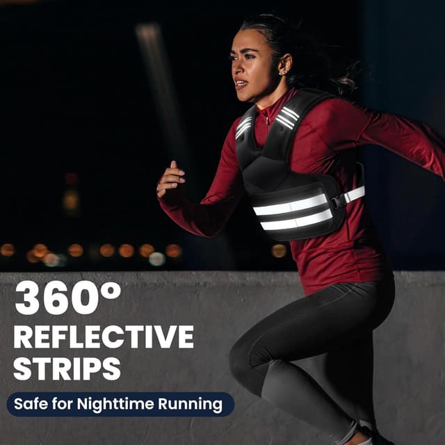 Detalle de Adjustable Weighted Vest (4-11 lb / 11-18 lb / 20-32 lb) with 6 Iron Sandbags, Storage Pockets & Reflective Stripes