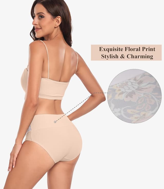 Detalle de Lapulas 5-Pack Women’s Cotton High Waisted Full Briefs (95% Cotton, Stretchy Underwear)