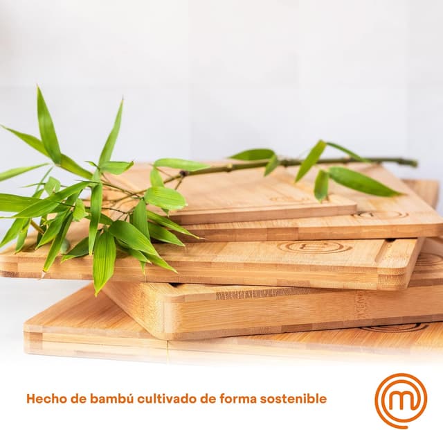 Detalle 2 de MasterChef Tabla de Corte de Bambú 🥘 Sostenible y Antideslizante