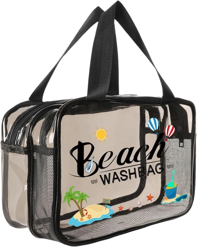 Detalle de Aucuu trousse de toilette de voyage en PVC transparente double compartiment (31 x 16 x 21 cm)